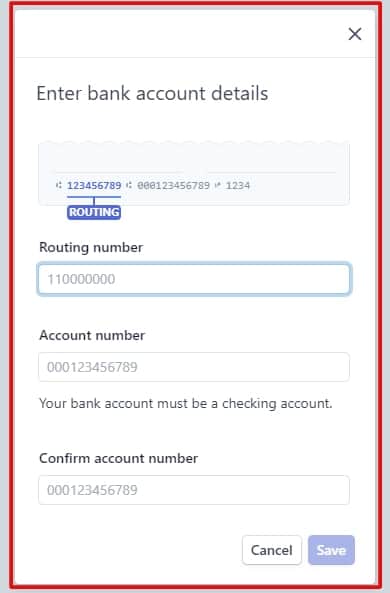 your bank details