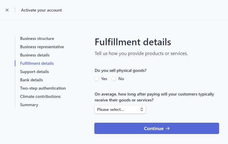 stripe asking your product fulfilment details