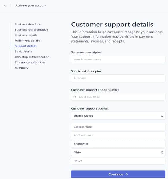 customer support details