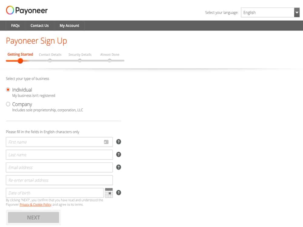 getting started with payoneer