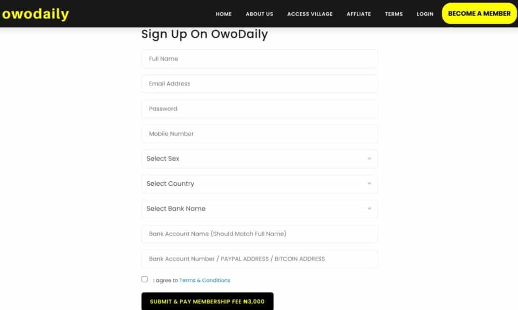 owodaily signup form