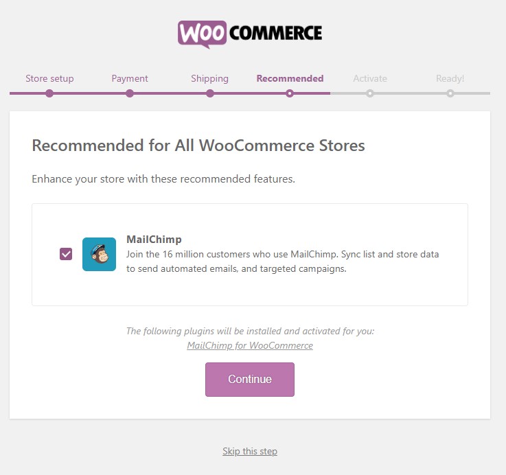 woocommerce additional recommendation during the configuration