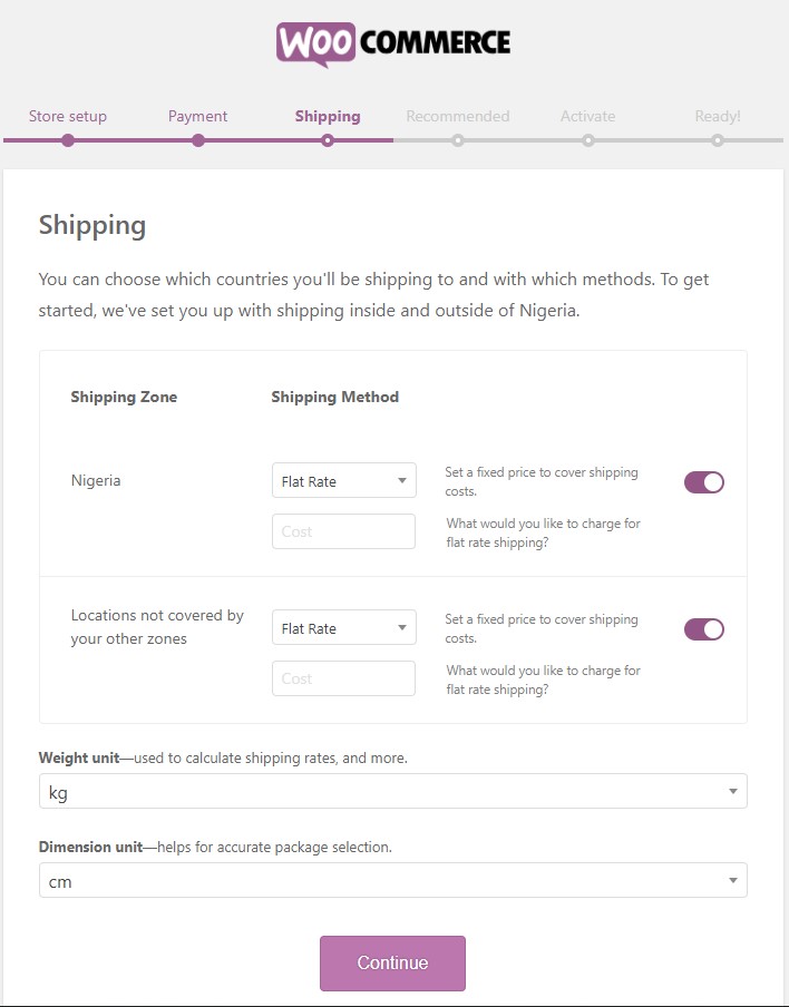 woocommerce shipping settings for ecommerce website